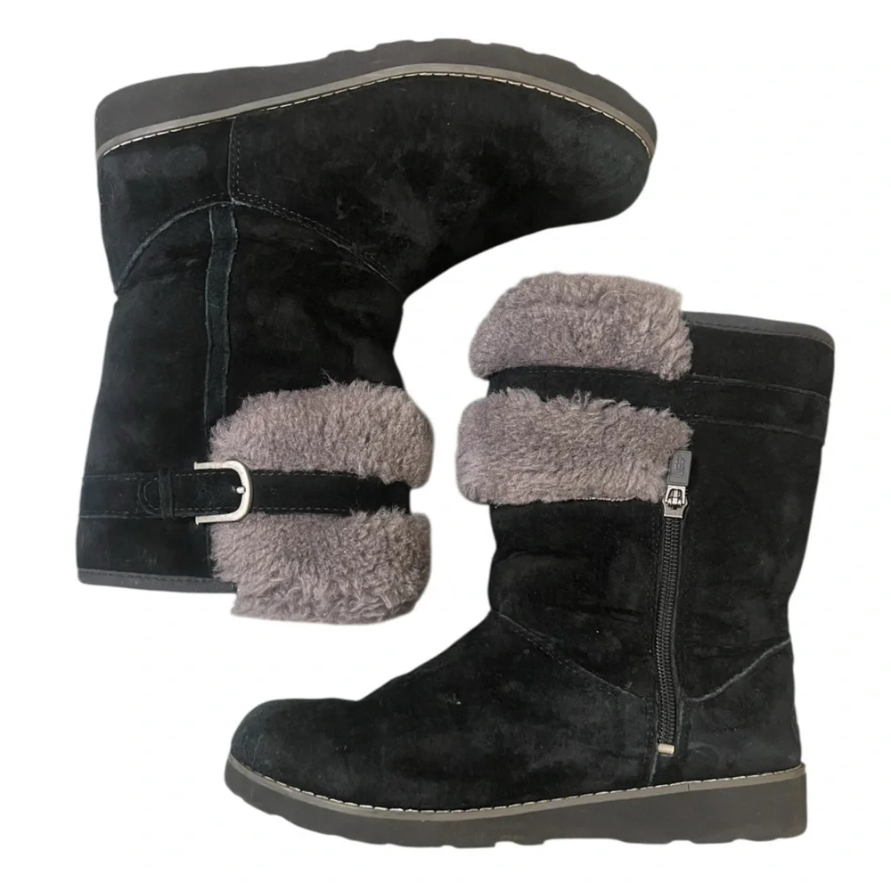 Ugg Skylir black suede shearling lined winter boots